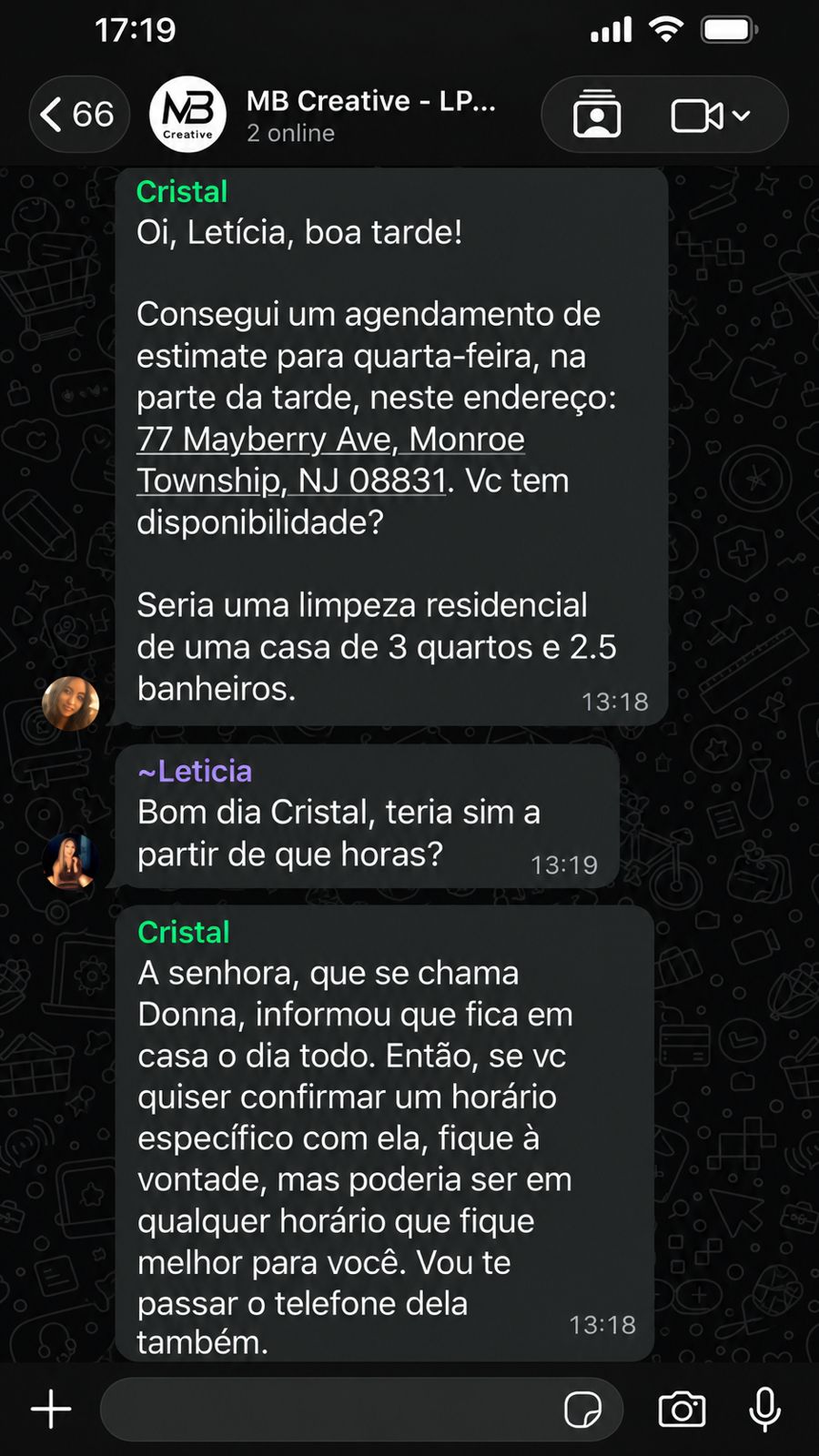 Agendamento de estimate para quarta-feira em Monroe Township